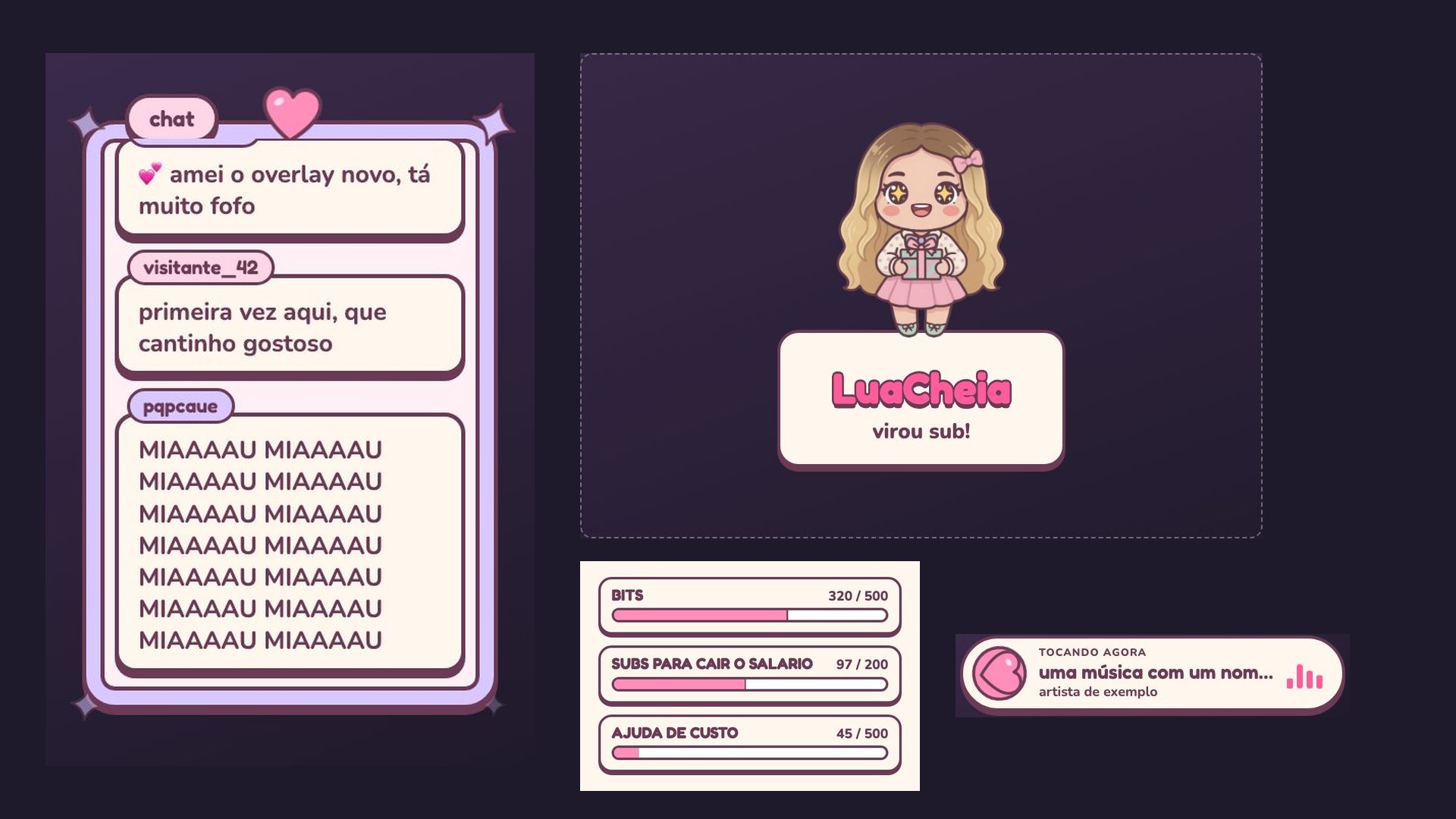 Alertas e widgets · Fofo pastel